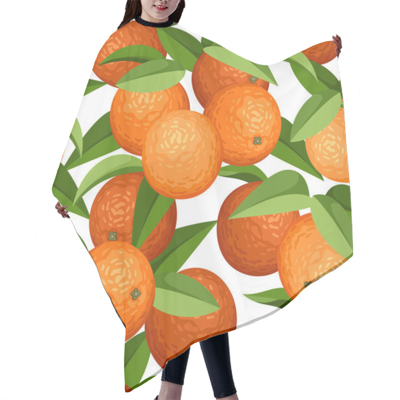 Personality  Seamless Background With Oranges And Leaves. Vector Illustration. Hair Cutting Cape