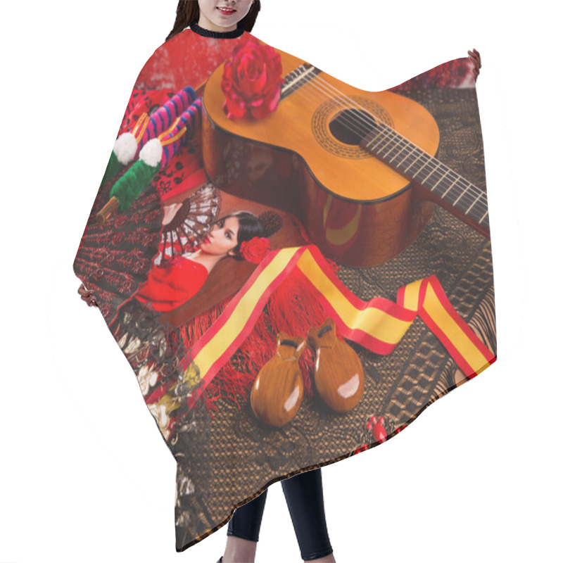 Personality  Cassic Spanish Guitar With Flamenco Elements Hair Cutting Cape