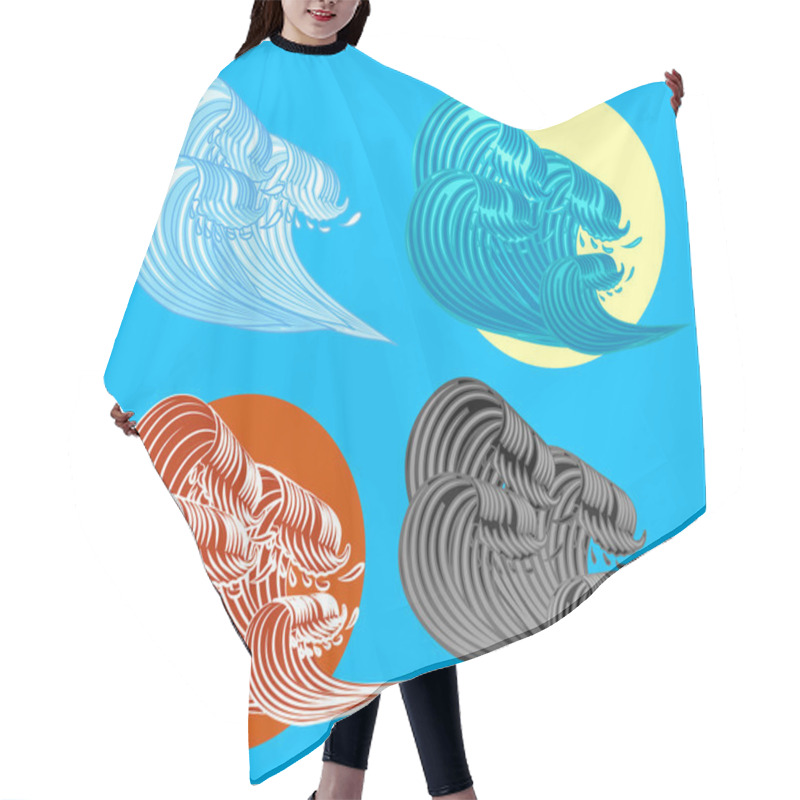 Personality  The Great Wave Off Kanagawa Vector Illustration Hair Cutting Cape