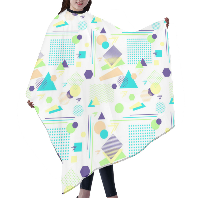 Personality  Abstract Seamless Pattern In Postmodern Memphis Style On White Hair Cutting Cape