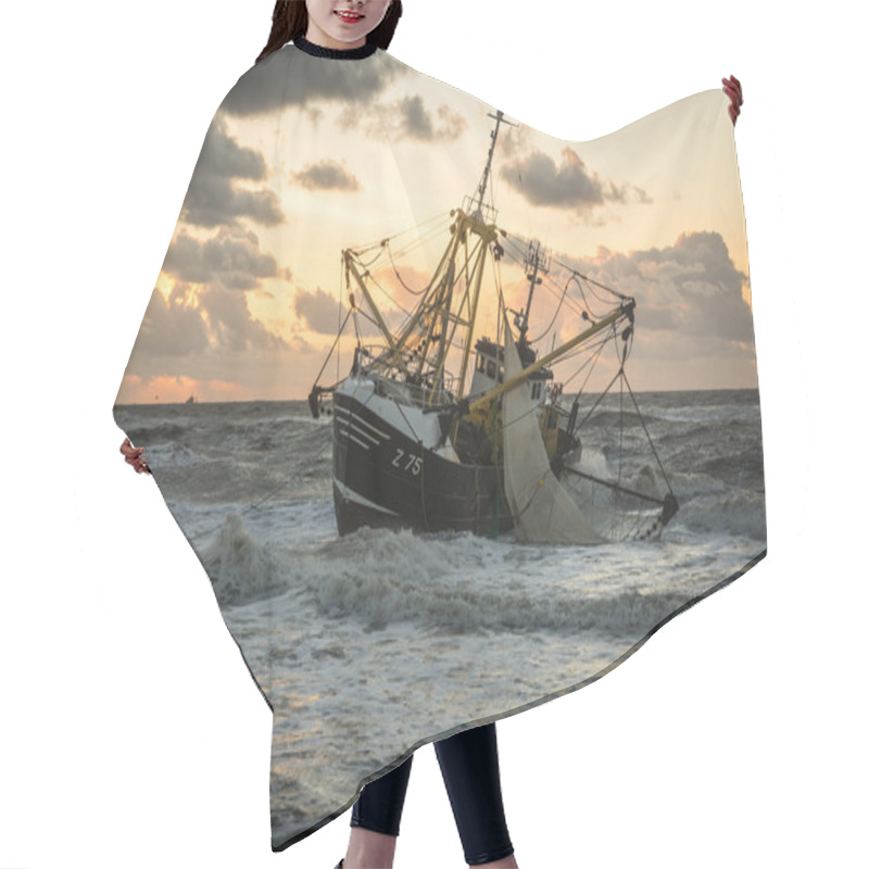 Personality  Beached Fishing Boat At A Dutch Beach Hair Cutting Cape