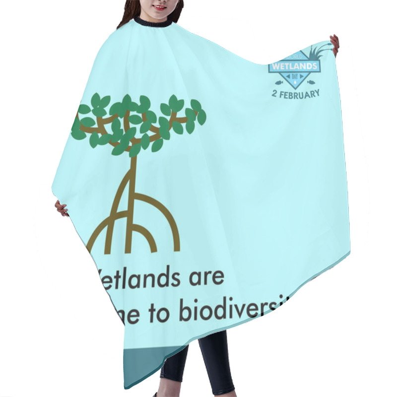 Personality  World Wetlands Day Cartoon Design Illustration, Campaign Asset For Use On Social Media Hair Cutting Cape