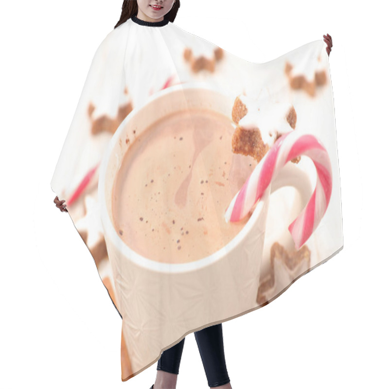 Personality  Winter Chocolate Milk With Candy Cane And Cookies Hair Cutting Cape