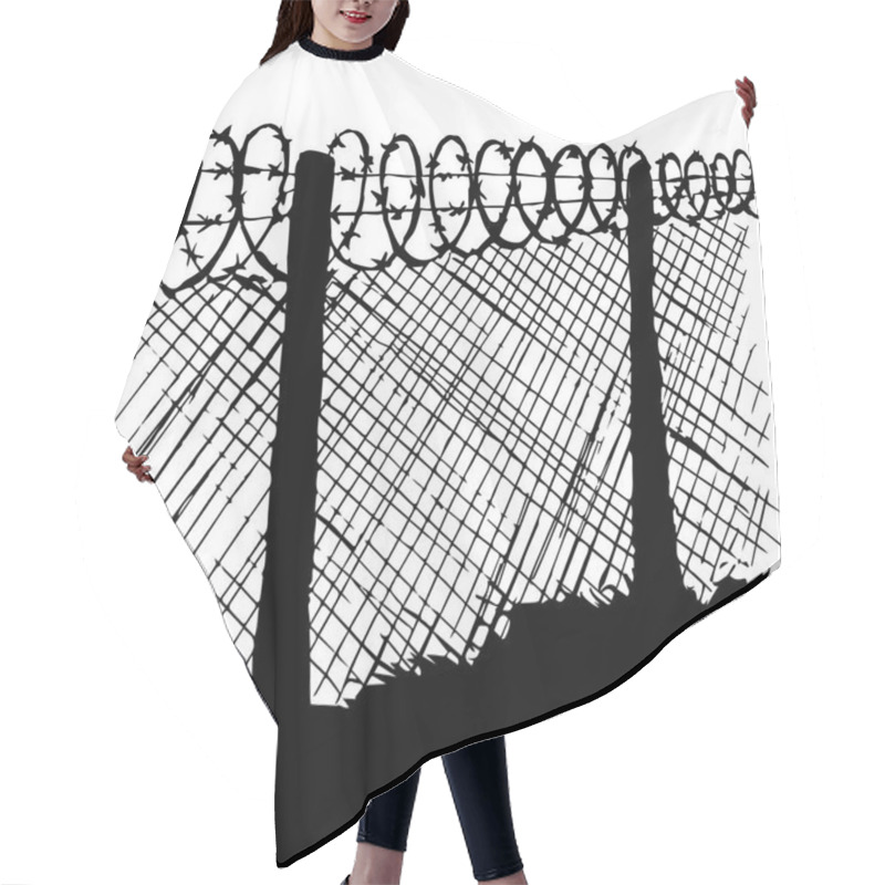 Personality  Barbed Wire. Vector Drawing Hair Cutting Cape