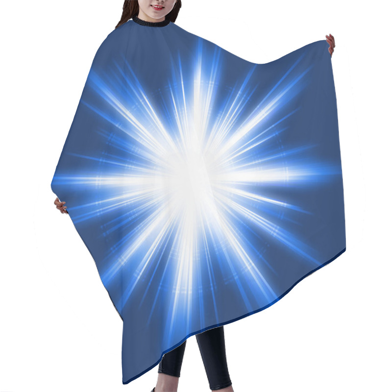 Personality  Explosion Of Light From White To Dark Blue.  Hair Cutting Cape