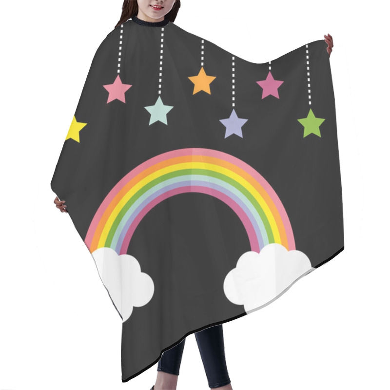 Personality  Rainbow And Two White Clouds Hair Cutting Cape