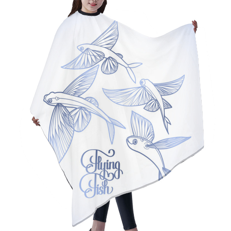 Personality  Graphic Flying Fish Collection Hair Cutting Cape