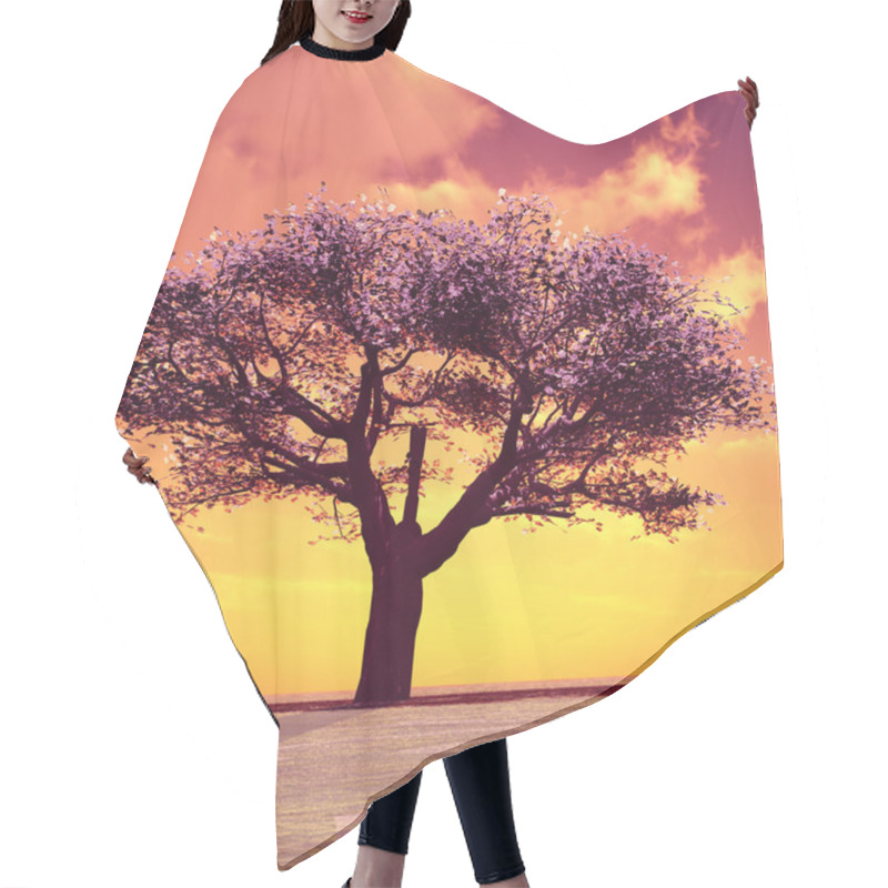 Personality  Blossoming Tree In The Sunset Hair Cutting Cape