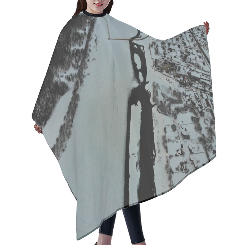 Personality  Icy River In Winter Season Hair Cutting Cape