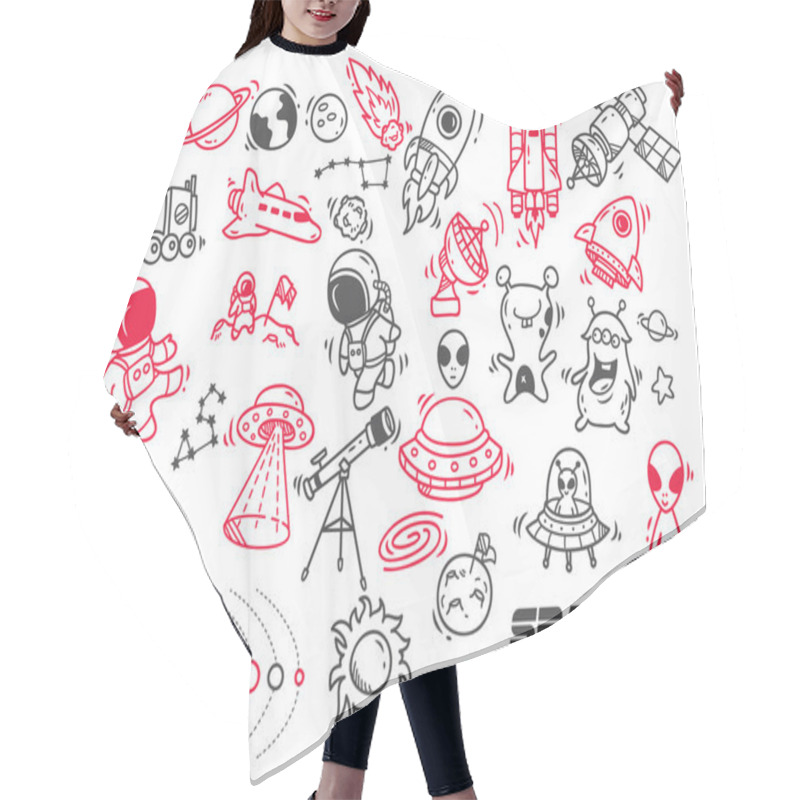 Personality  Space Themed Doodle Hair Cutting Cape