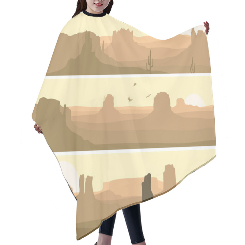 Personality  Abstract Horizontal Banner Of Prairie Wild West. Hair Cutting Cape