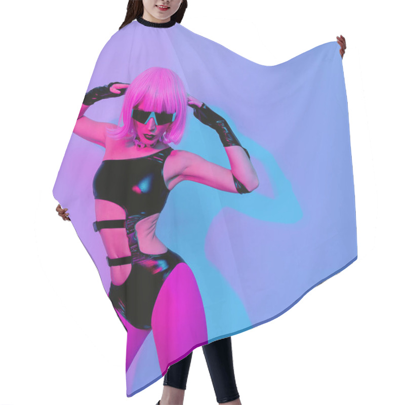 Personality  Cyberpunk Lady. Fashion Clubbing Dancing Mood Hair Cutting Cape