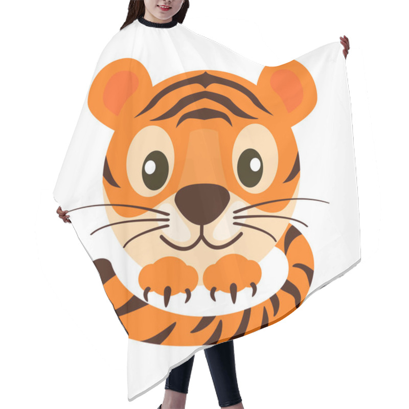 Personality  Postcard Cartoon Face Tiger For Graphic Design. Hair Cutting Cape