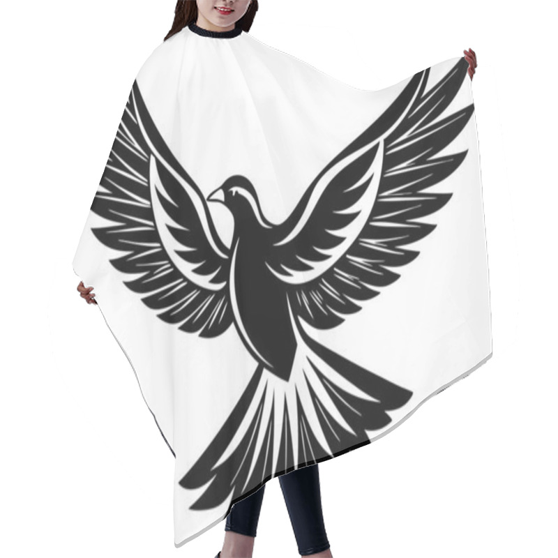 Personality  Stylized Flying Bird Illustration Highlighting Freedom And Grace Hair Cutting Cape