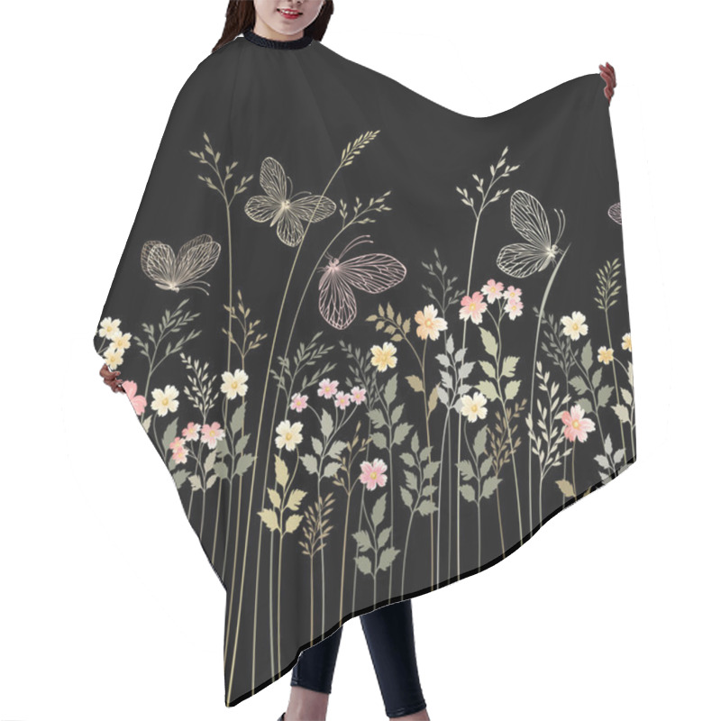 Personality  Floral Border With Butterflies Hair Cutting Cape