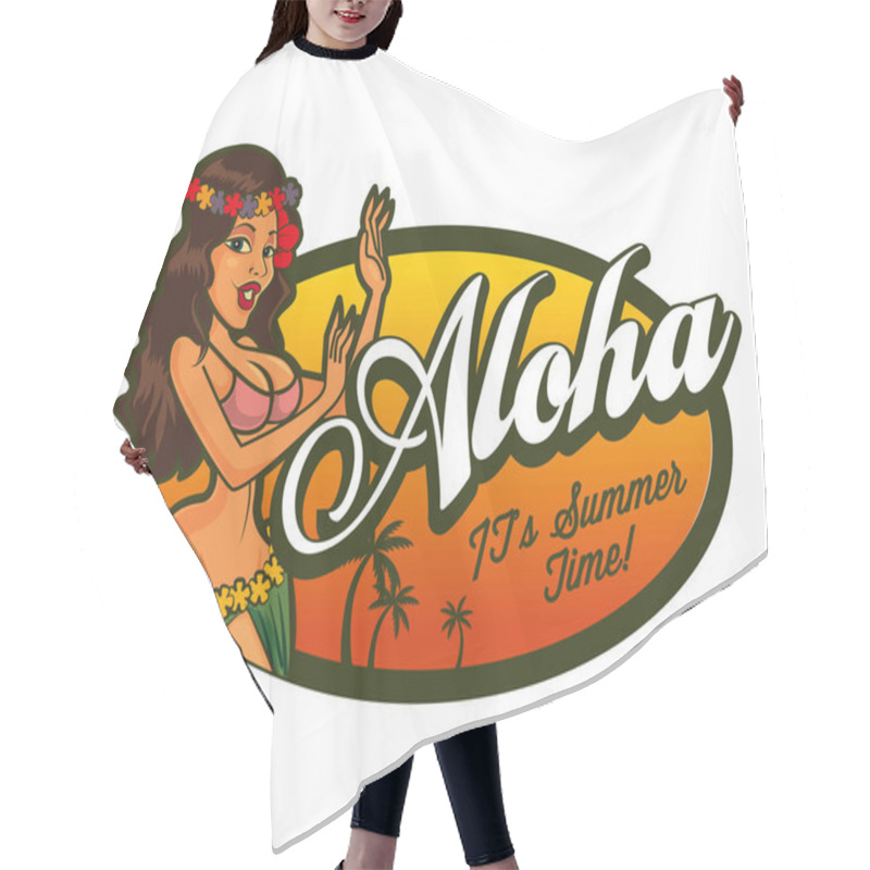 Personality  Summer Hot Sexy Girl Dancing In A Tropical Beach, Vector Illustration Hair Cutting Cape