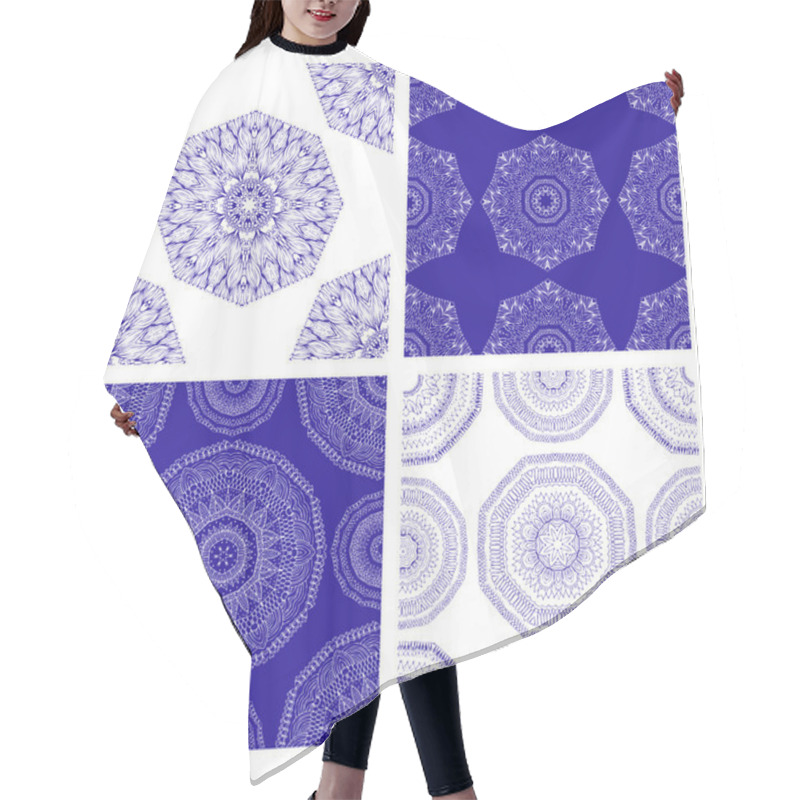 Personality  Seamless Geometric Patterns In Oriental Style Hair Cutting Cape