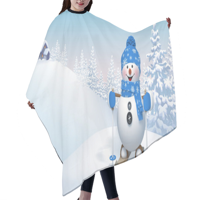 Personality  Happy Snowman Skiing Hair Cutting Cape