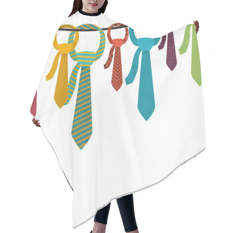 Personality  Multiple Ties Hanging On Clothesline Hair Cutting Cape