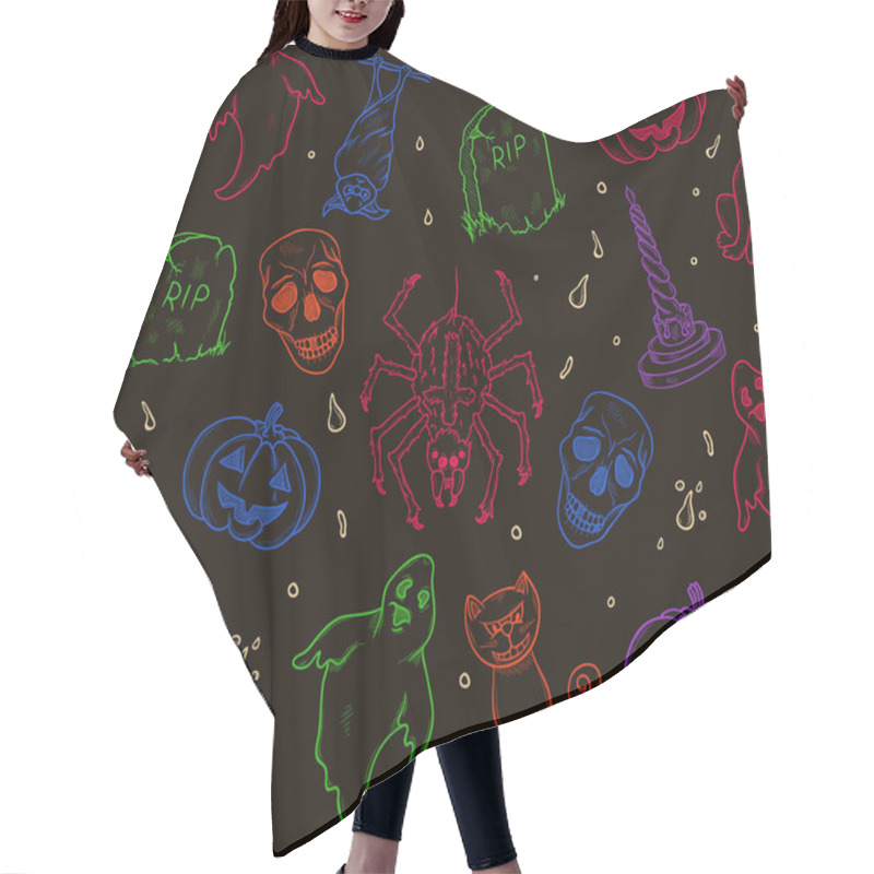 Personality  Halloween Seamless Pattern Hair Cutting Cape