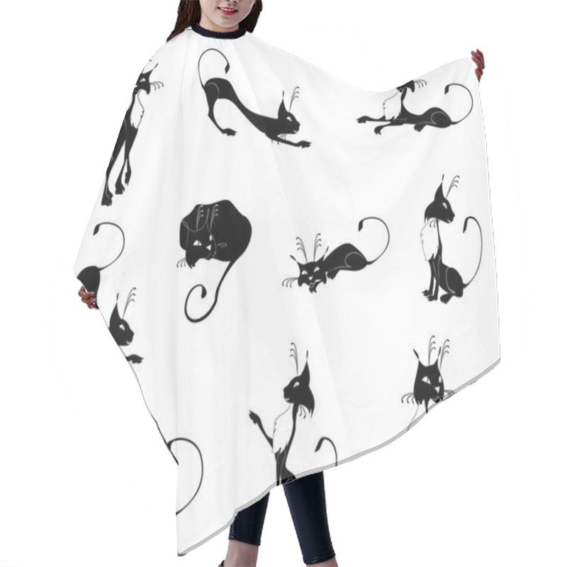 Personality  Black Cats Hair Cutting Cape