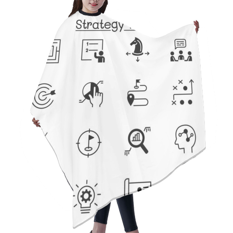 Personality  Strategy & Planing Icon Set Vector Illustration Graphic Design Hair Cutting Cape