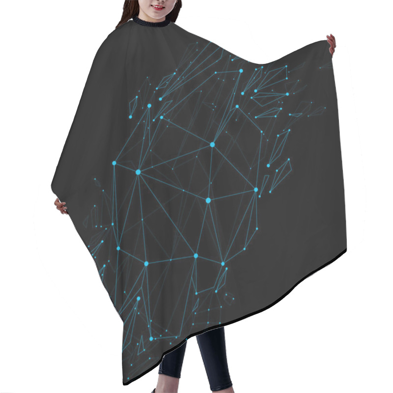 Personality  Low Poly Object With Blue Connected Dots Hair Cutting Cape