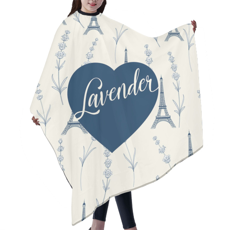 Personality  Label In The Form Of A Heart With Sign Lavender Against Of It. Hair Cutting Cape