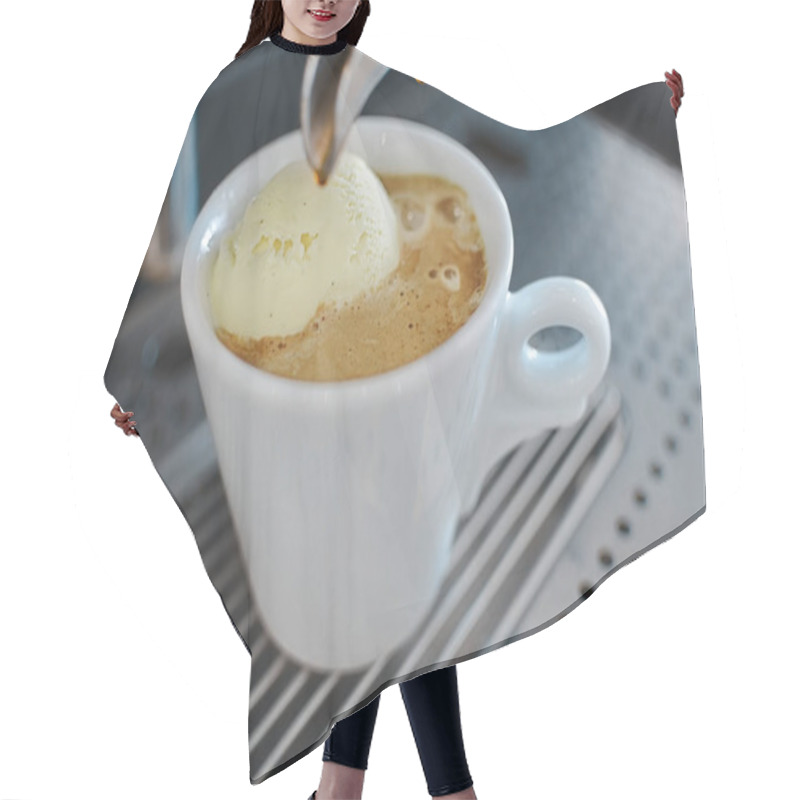 Personality  Affogato Coffee With Ice Cream On A Ceramic Cup  Hair Cutting Cape