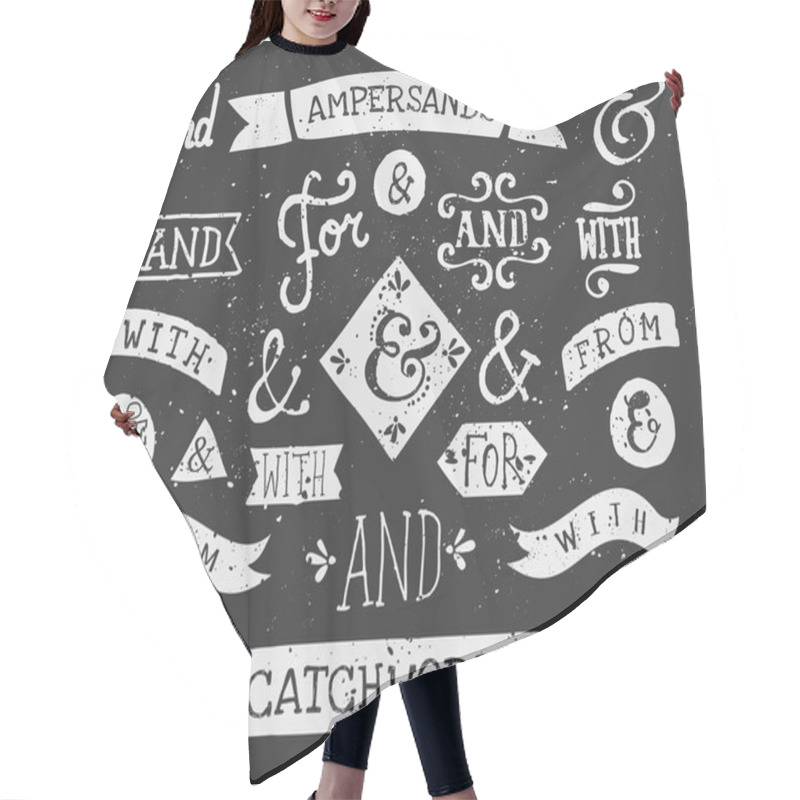 Personality  Hand Drawn Chalkboard Ampersands And Catchwords Hair Cutting Cape