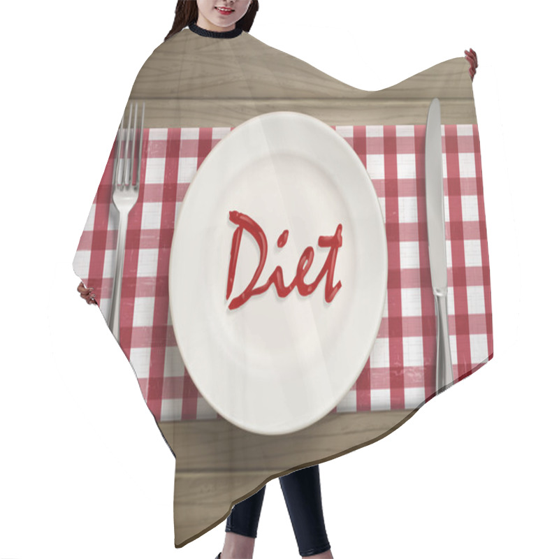 Personality  Diet Word Written By Ketchup On A Plate Hair Cutting Cape