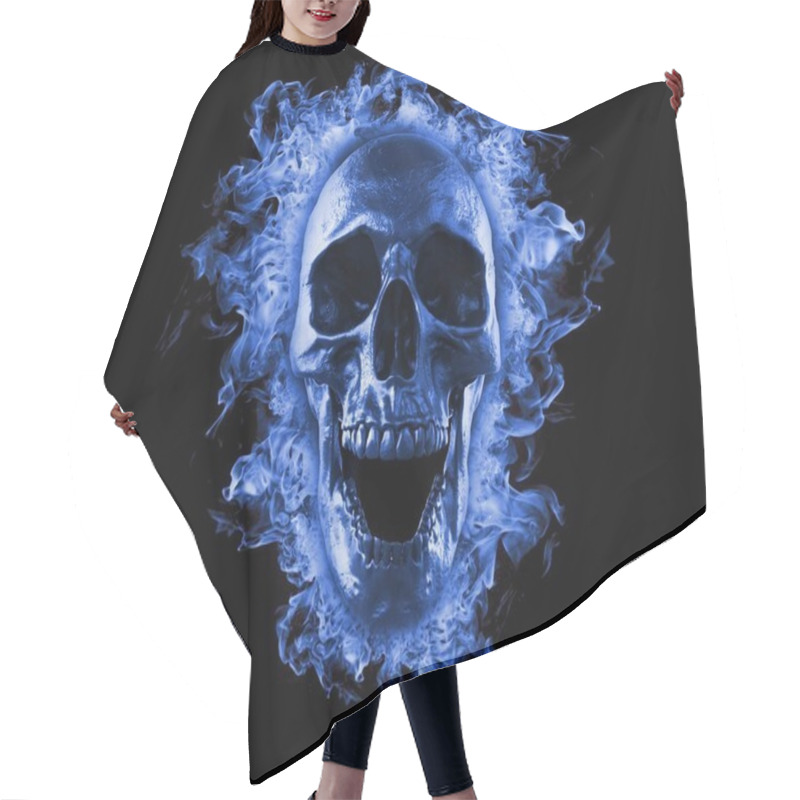 Personality  Skull Burned In Fire Isolated Wallpaper 3d Rendering Illustration Hair Cutting Cape