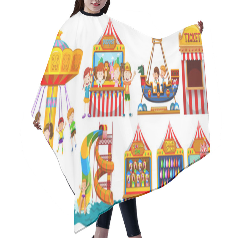 Personality  Children Playing In The Park And Many Games Hair Cutting Cape