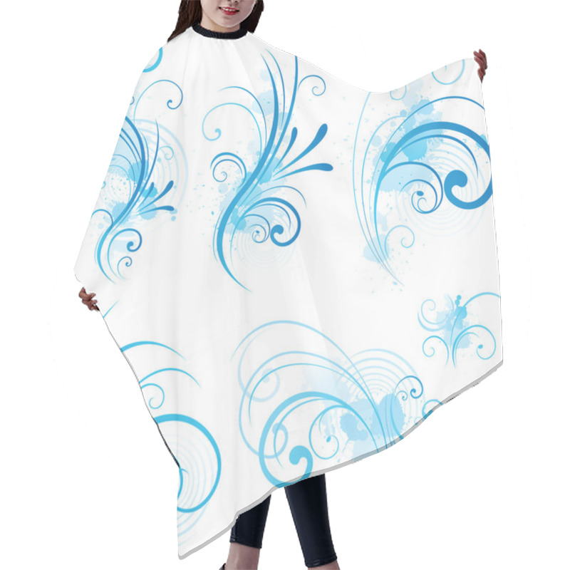 Personality  Blue Scroll Shape Hair Cutting Cape