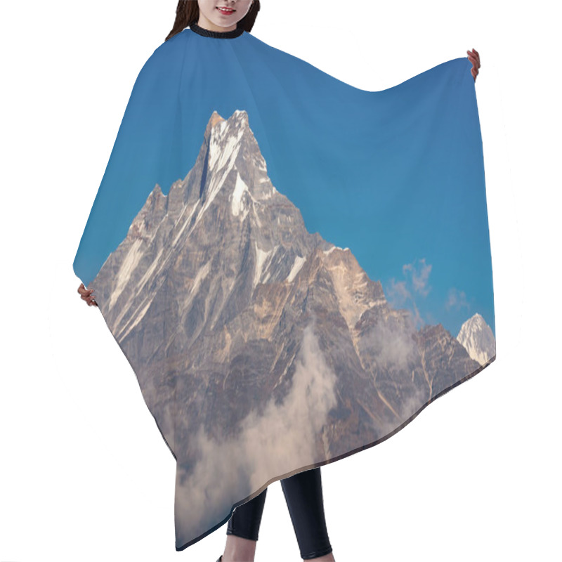 Personality  Fishtail Peak Or Machapuchare Mountain With Clear Blue Sky Background At Nepal. Hair Cutting Cape