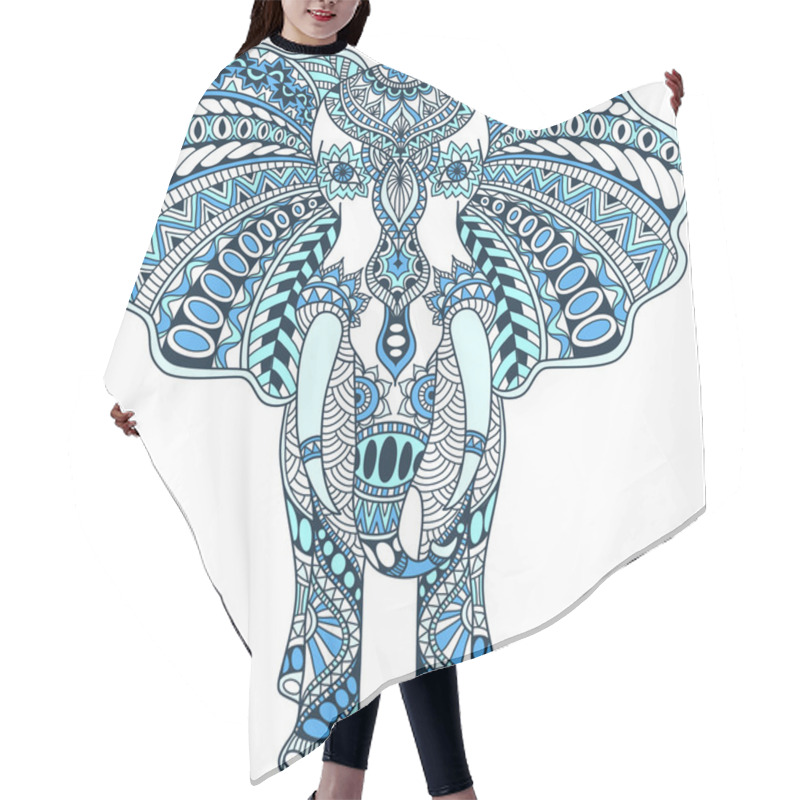 Personality  Vector Blue Decorated Indian Elephant Hair Cutting Cape