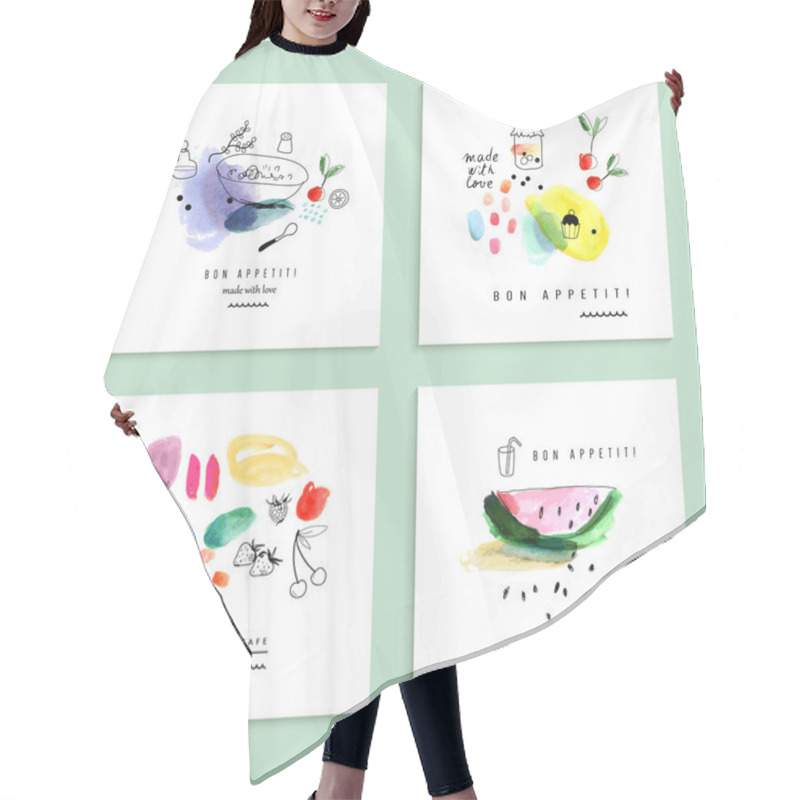 Personality  Set Of Fruits And Berries Icons Hair Cutting Cape