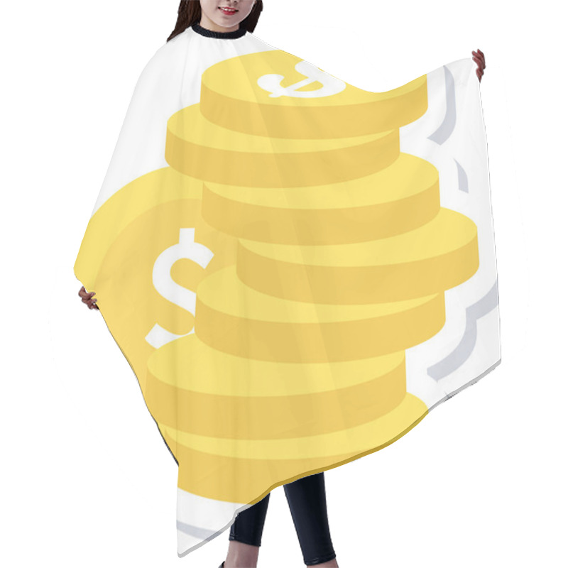 Personality  Dollar Coins Stack Icon Vector Illustration Hair Cutting Cape