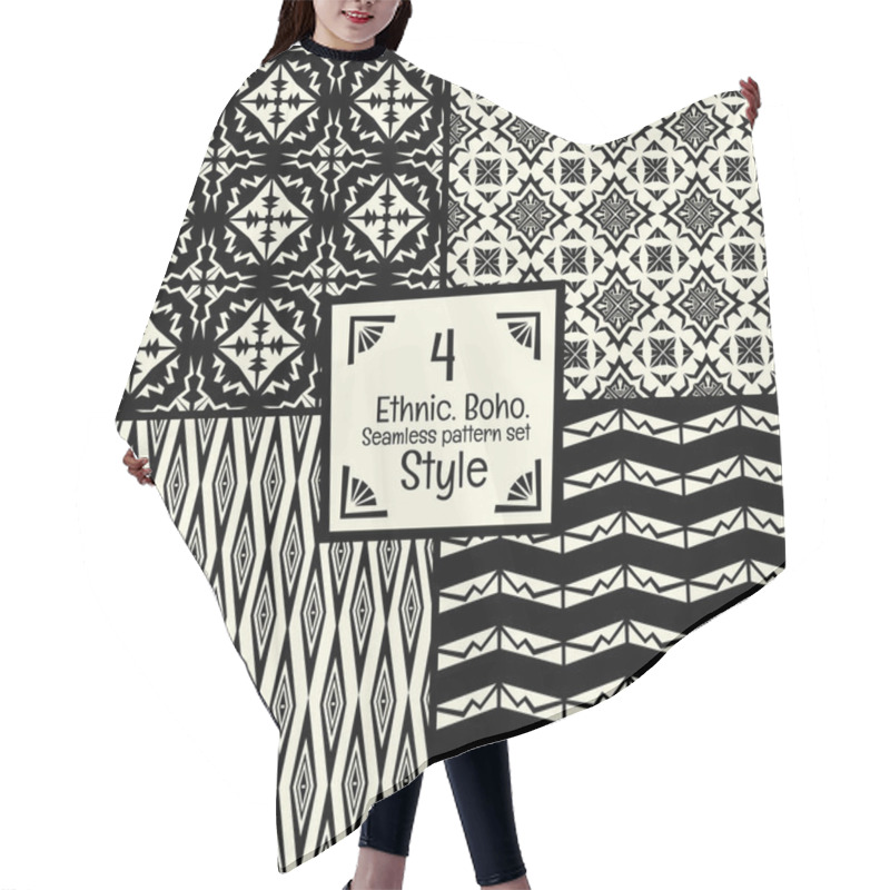 Personality  Seamless Abstract Vector Tribal Pattern Texture In Monochrome Background Hair Cutting Cape