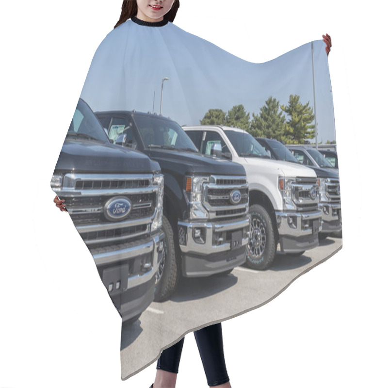 Personality  Kokomo - Circa September 2021: Ford F-Series Trucks Display. The Ford F-150, Super Duty F-250, F-350 And F-450 Are The Best Selling Trucks In The US. Hair Cutting Cape