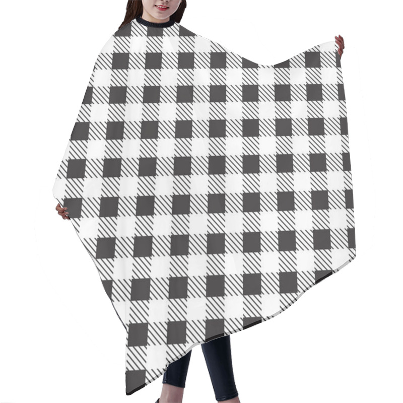 Personality  Gingham Tablecloth Pattern Background Black And White Hair Cutting Cape