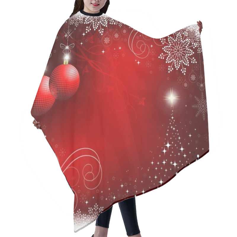 Personality  Red Christmas Background With Red Balls Hair Cutting Cape