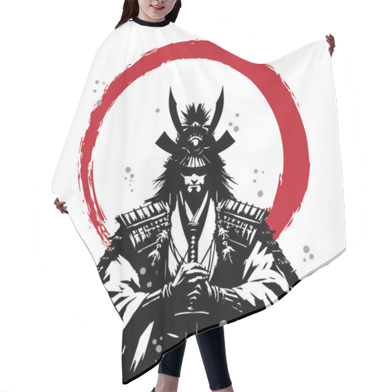 Personality  Samurai. Japan Warrior Whith Katana Sward. Graphic Logo. Vector EPS Hair Cutting Cape