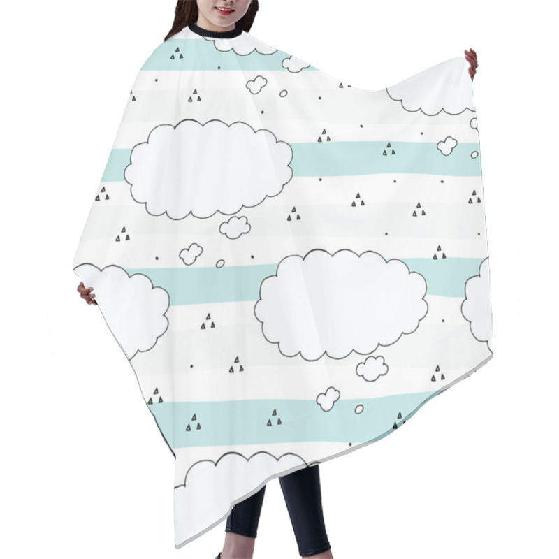 Personality  Cute Hand Drawn Seamless Clouds Pattern Vector Illustration. Hair Cutting Cape