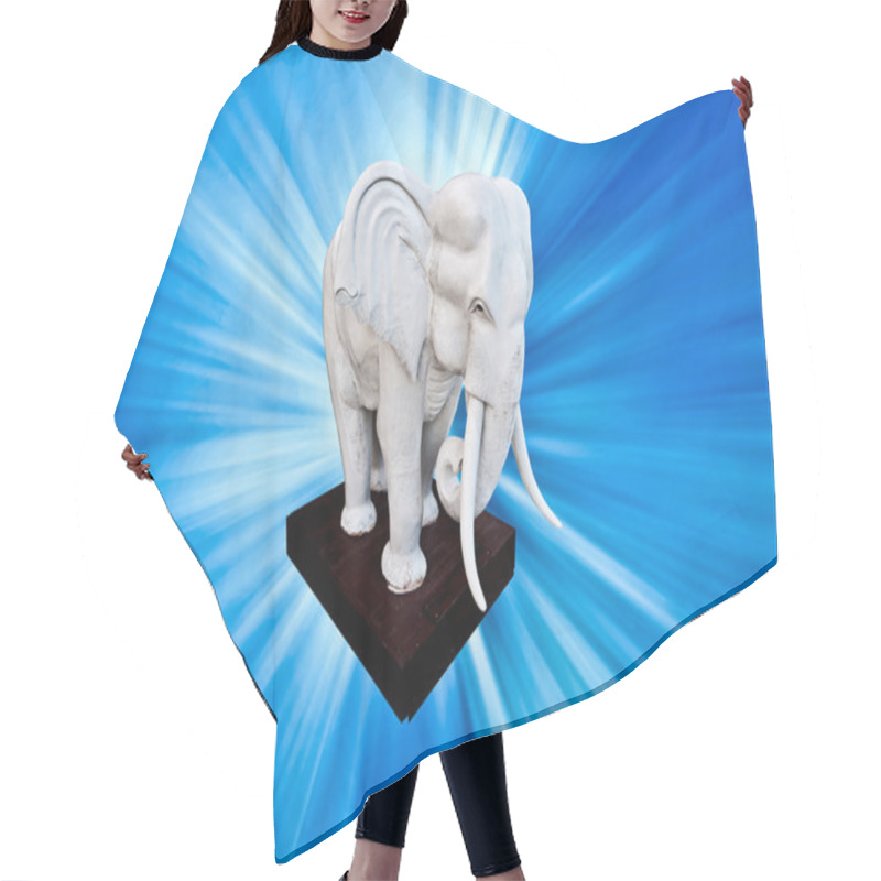 Personality  The White Elephant With Blue Ray Background Hair Cutting Cape