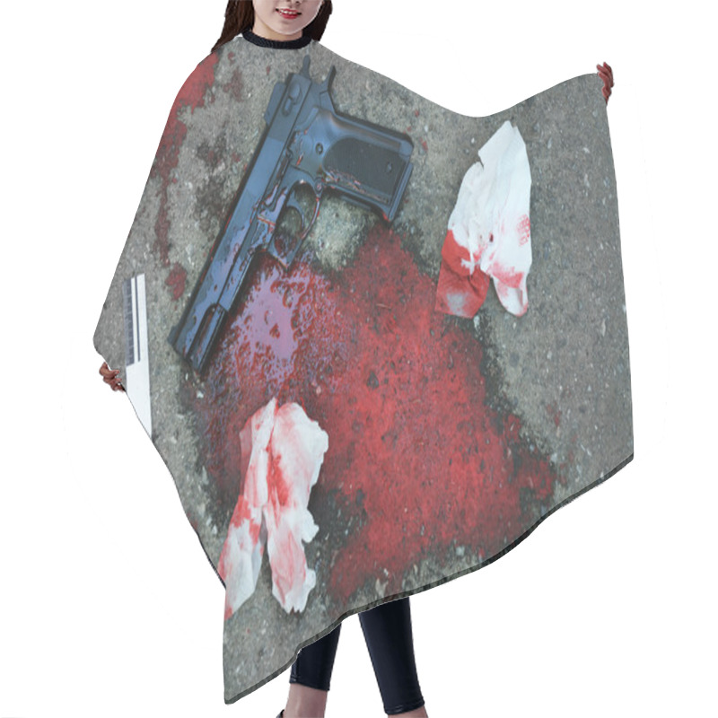 Personality  Gun And Blood Hair Cutting Cape