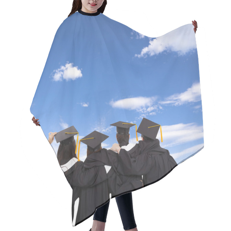 Personality  Four Graduate Students Looking At Sky Hair Cutting Cape