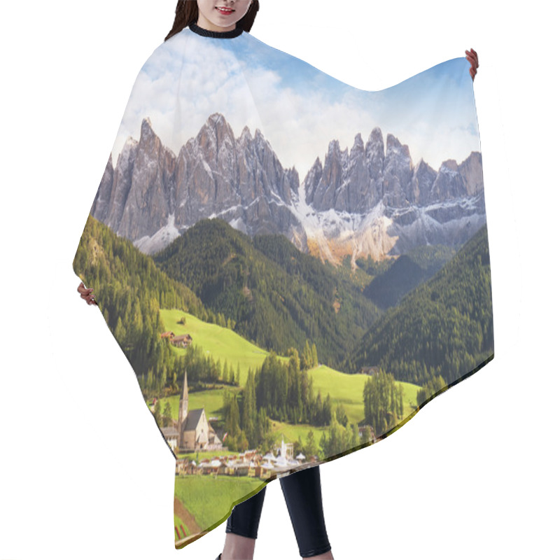 Personality  Val Di Funes, Trentino Alto Adige, Italy. The Great Autumnal Col Hair Cutting Cape