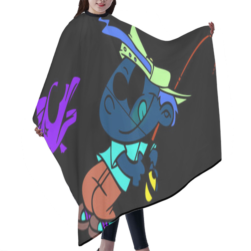 Personality  Cartoon Boy Fishing Hair Cutting Cape