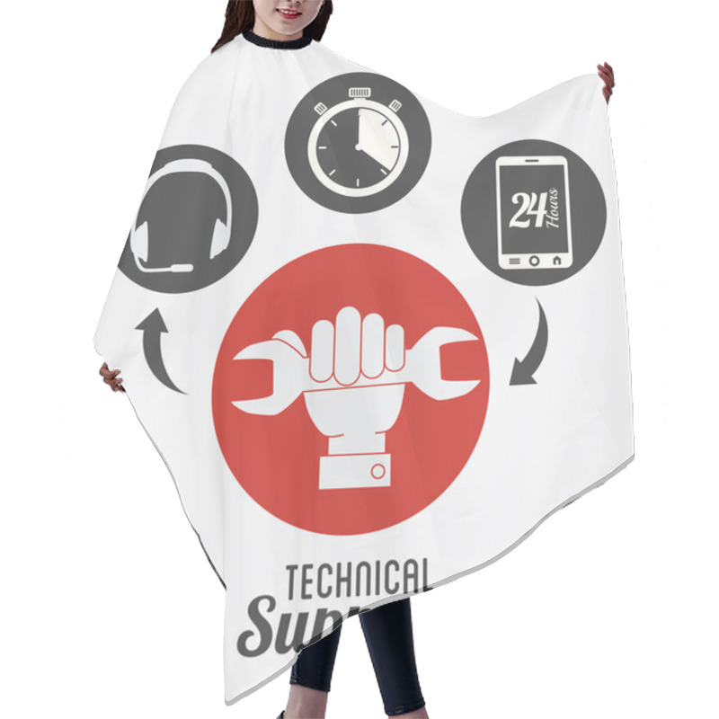 Personality  Technical Support Design ,vector Illustration. Hair Cutting Cape